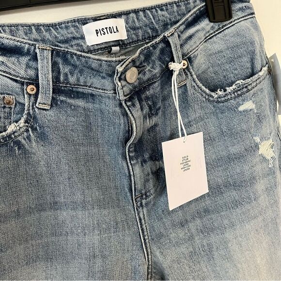 Womens Pistola Monroe Crop straight leg Spring Light Wash stretch Jeans,… - Picture 4 of 5